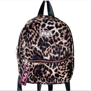 FILA amador leopard print pink trimmed backpack